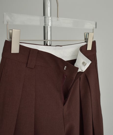 bottoms-02251　Intuck Wide Pants Brown Gray
