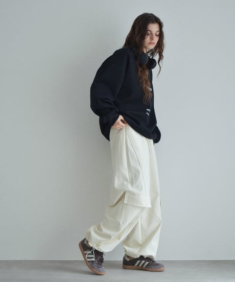 bottoms-02317 Wide Cargo Pants Ecru Dark Navy