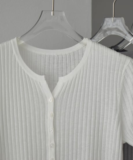 knit-02331　Rib Knit compact Cardigan Off-white Lightgray Darkgray Black