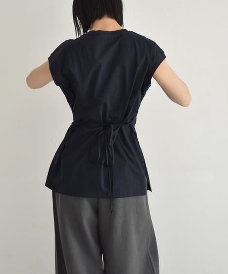 nh-tops-02554 Side slit sleeveless tops  White Gray Dark navy