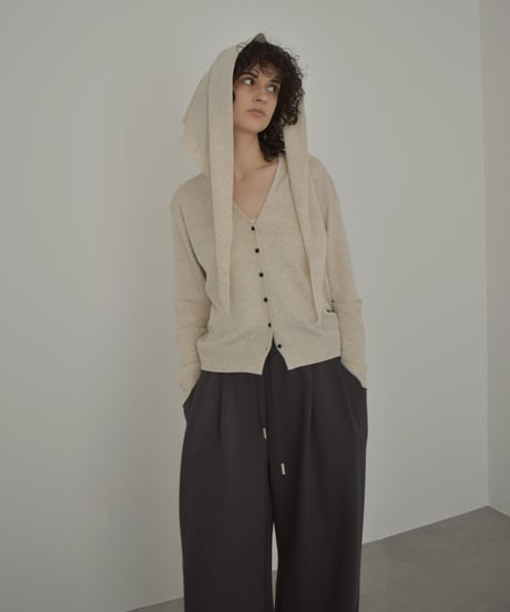knit-02373 Scarf Set V-Neck Knit Cardigan Beige, Blue, Gray, Black