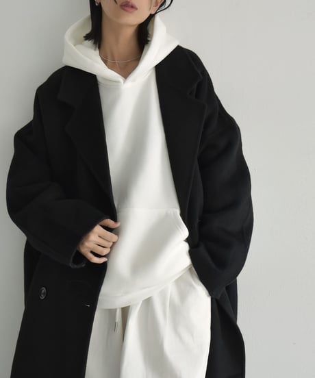 tops-02516　Brushed Back Sweatshirt Hoodie White Gray Black