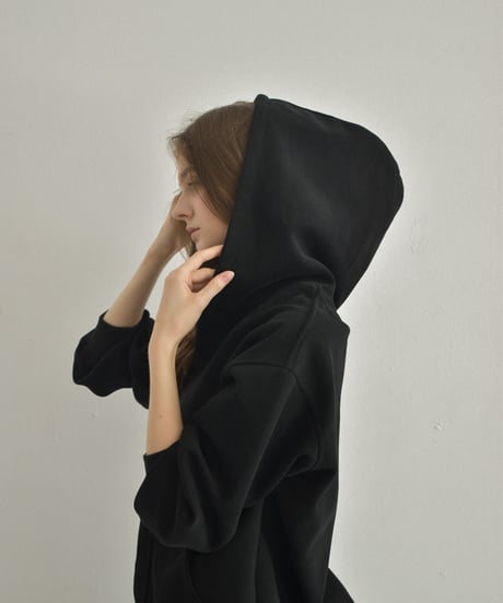 tops-02570　Double Zip Hoodie  Black Gray Khaki-Beige