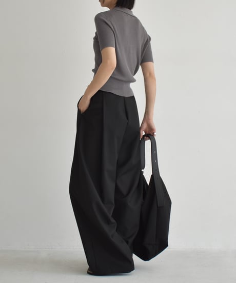 knit-02330  Half Sleeve Skipper Rib Knit  Off White Gray Black
