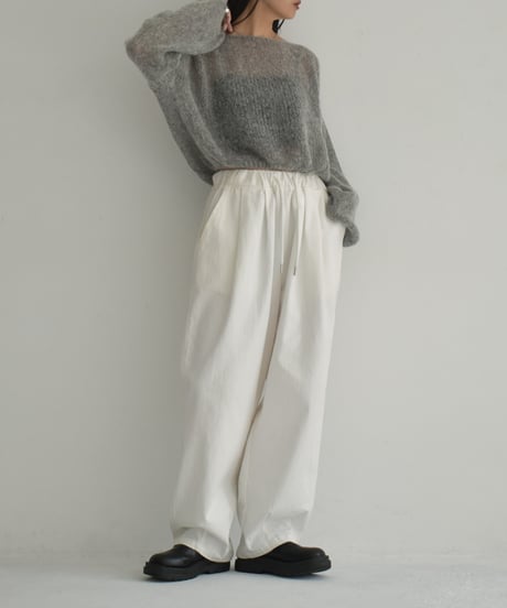 knit-02283　Volume Sleeve Mohair Knit Pullover Ecru Gray Black