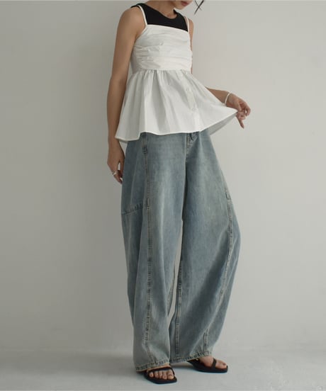 bottoms-02235　Relax Cocoon Denim Wash Blue