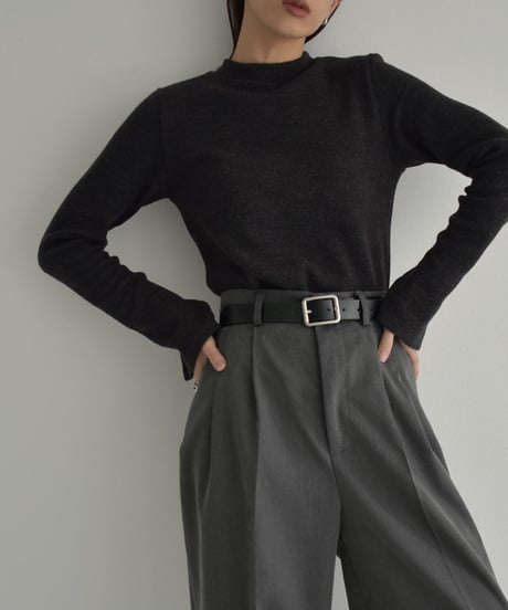tops-04140　Made in Japan High Neck Knit Pullover　Greige　Charcoal　Black