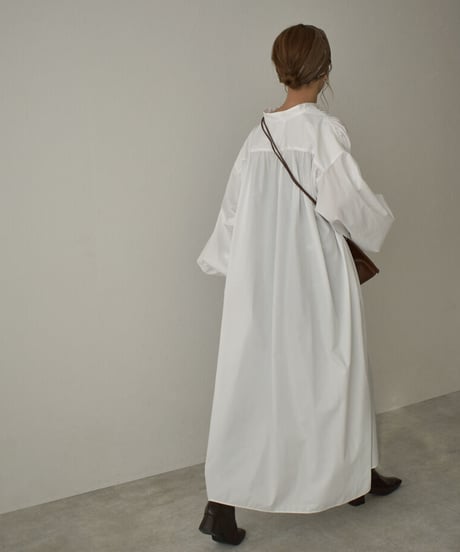 onepiece-04043 MADE IN JAPAN VOLUME SLEEVE KAFTAN DRESS White