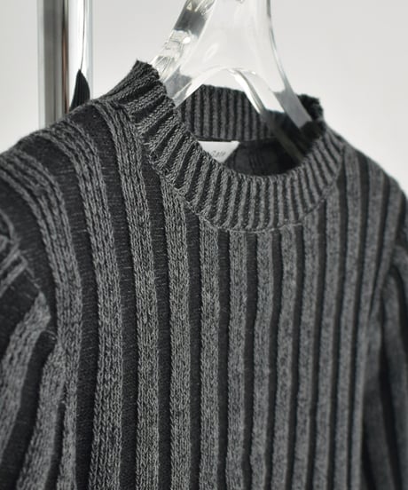 knit-02313　Bicolor Rib Knit Top  Brown Black