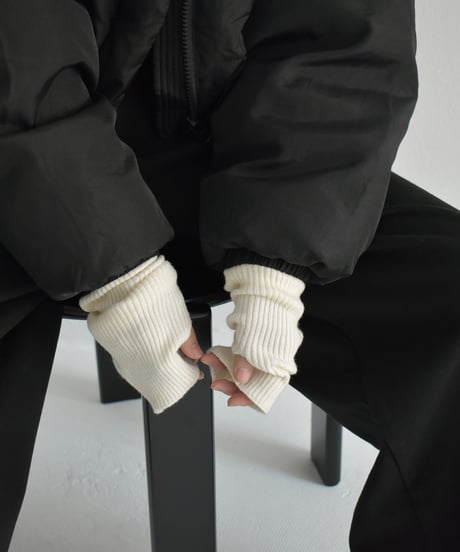 gloves-02012　Long Type Ribbed Arm Warmer  Ecru Gray Blue Black