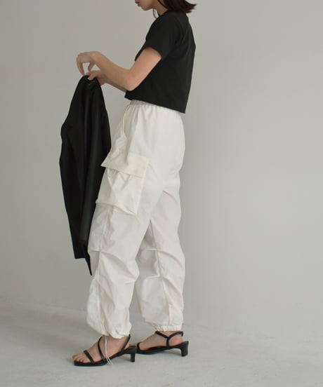 bottoms-02231　Nylon Drost Cargo Pants　White　Grey　Black