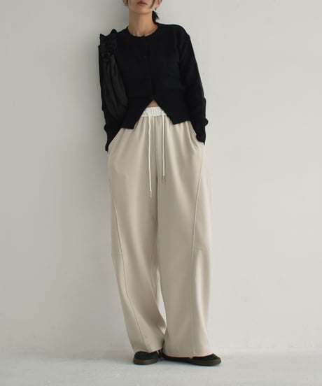bottoms-02243　Bicolor Waist Relax Pants Greige Navy Black