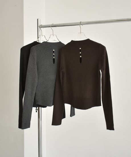 knit-02304　Back Open Fit Knit  Dark Gray Brown Black