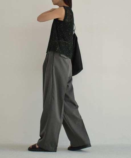 knit-02272　Sequin Mesh Knit Top Ecru Black