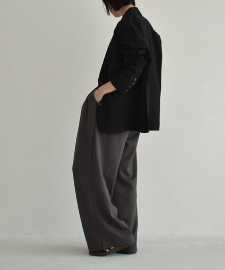 bottoms-02275　Waist Tuck Relaxed Wide Pants　Gray Charcoal Black