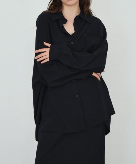 tops-02609 Oversized Loose Shirt White Blue Black