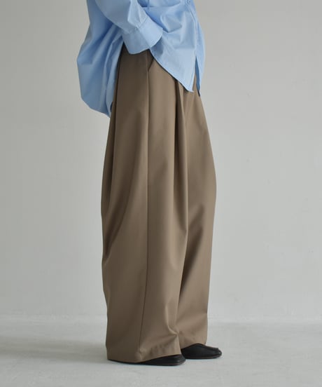 bottoms-02266　Tuck Wide Pants  Ecru Mochabeige Black
