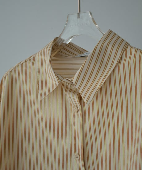 tops-02453　Oversized Striped Shirt Camel Navy