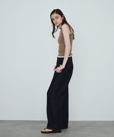 bottoms-02326 Light Denim Wide Pants  Light Blue Indigo