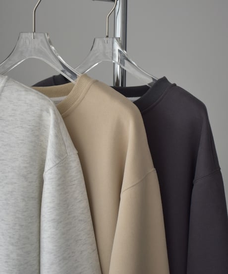 tops-02587 Crew Neck Pullover Oatmeal Beige Charcoal