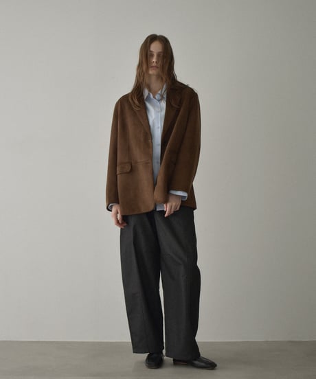 Jacket-02021 Faux Suede Tailored Jacket 　Camel　 Brown