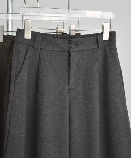 bottoms-02304  Flannel Tuck Wide Pants  Gray Brown Black