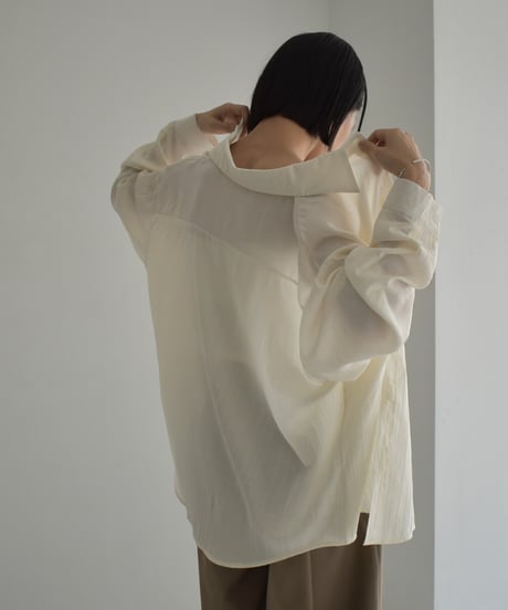 tops-02546　Embossed Loose Shirt  Ecru Beige Mocha