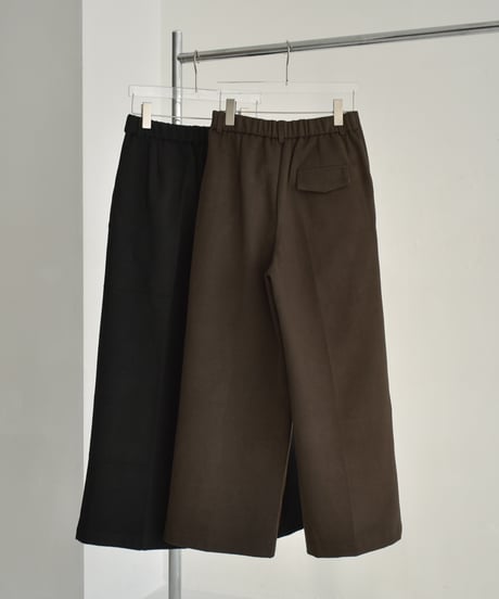 bottoms-02256　Brushed Back Center Press Pants  Brown Black