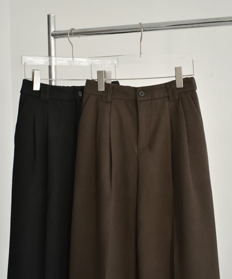 bottoms-02256　Brushed Back Center Press Pants  Brown Black