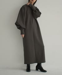 onepiece-12012　Tux Sleeve Cardboard Knit One Piece　Charcoal　Black
