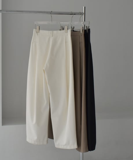 bottoms-02266　Tuck Wide Pants  Ecru Mochabeige Black