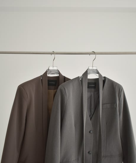 jacket-02027 No-collar Jacket  Gray Brown