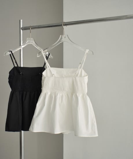 tops-02464　Camisole Blouse White Black