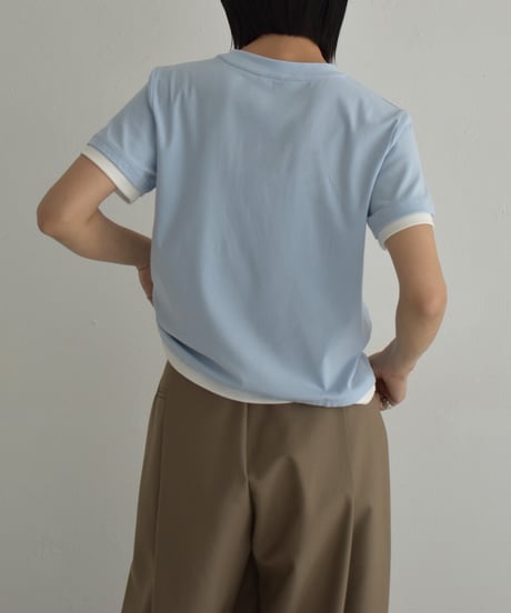 tops-02557　Bicolor-Tee　White Light-blue Heather-gray