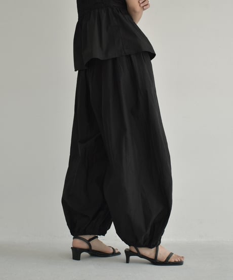 bottoms-02242　Waist Gathered Balloon Pants White Black