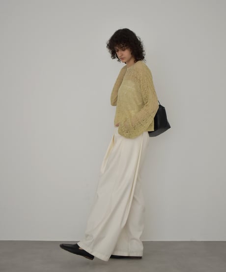 nh-knit-02374 Lace Knit Top Off-White, Yellow Beige, Charcoal