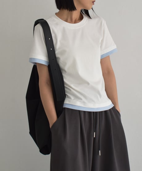 tops-02557　Bicolor-Tee　White Light-blue Heather-gray