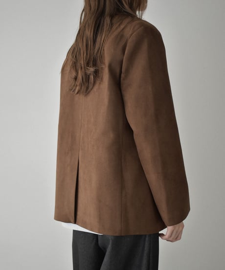 Jacket-02021 Faux Suede Tailored Jacket 　Camel　 Brown
