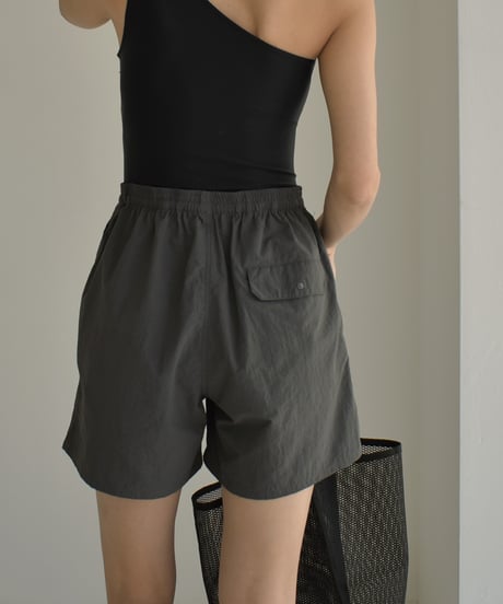 swim-02450　Nylon Taffeta Swim Shorts　Camel Beige　Charcoal　Black