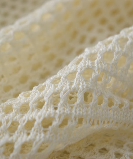 knit-02332  Oversized mesh polo knit  Ivory Black