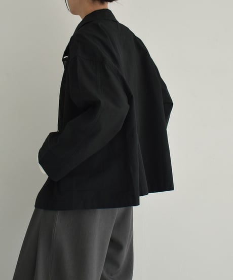 outer-02086　Stained Color Short Coat Beige Black