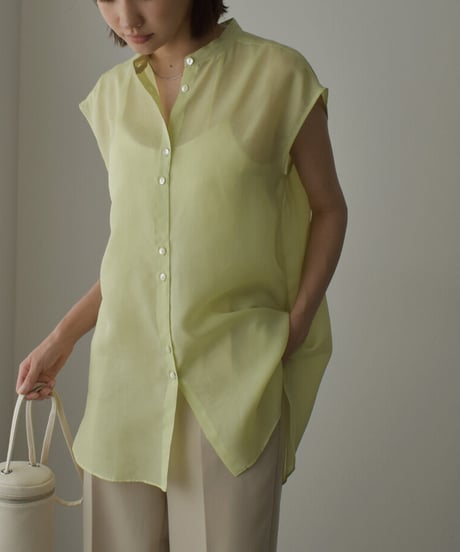tops-04126 MADE IN JAPAN SHEER SLEEVELESS SHIRT