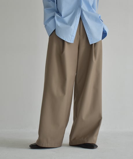 bottoms-02266　Tuck Wide Pants  Ecru Mochabeige Black