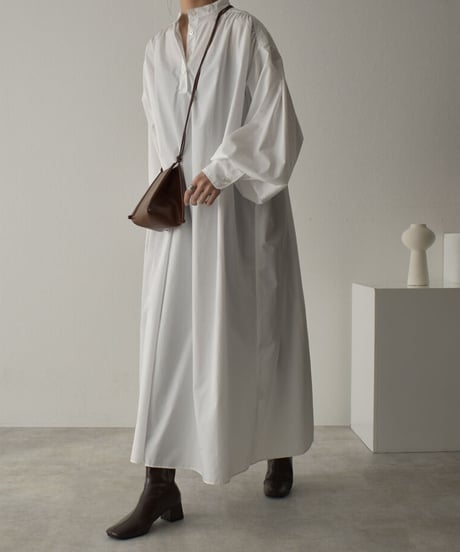 onepiece-04043 MADE IN JAPAN VOLUME SLEEVE KAFTAN DRESS White