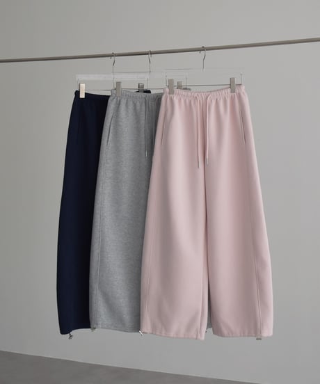 【UNISEX】bottoms-02316　Drawstring curved sweat-like pants  Pink Gray Navy