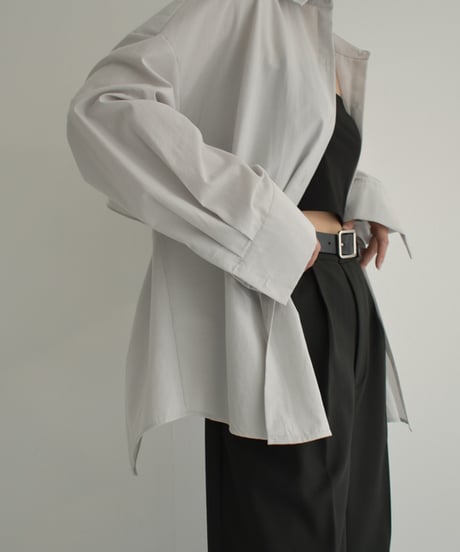 tops-02484　Back Loss Overshirt Light Khaki Gray
