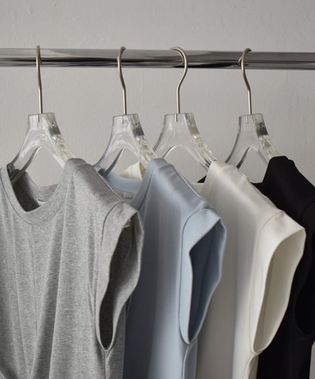 nh-tops-02562  Tack Design T-shirt White  Dusty Blue  Gray  Black