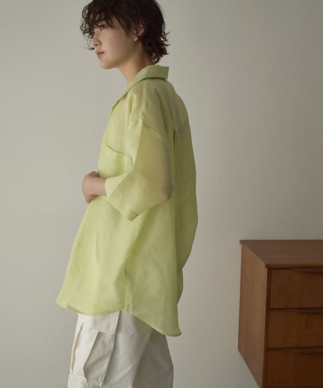 tops-04127 MADE IN JAPAN SHEER OPEN COLLAR SHIRT