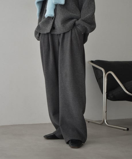 bottoms-02310 Wool Blend Melton Cocoon Pants Greige Gray Brown