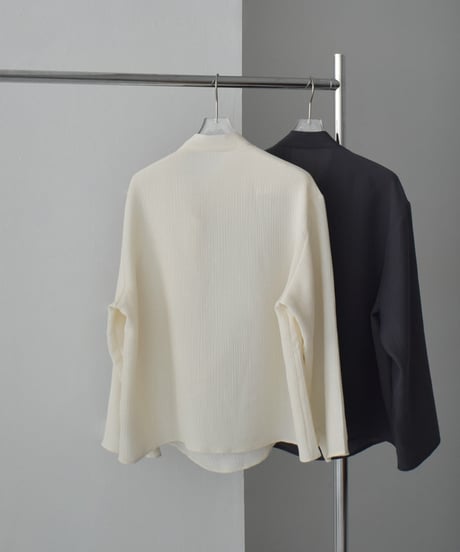 tops-02520 Asymmetrical Bowtie Blouse  Ecru Charcoal